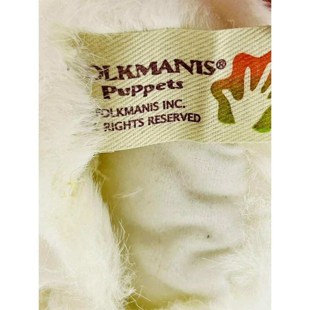 Folkmanis‎ White Bunny Rabbit Hand Puppet #2048 Storytelling Library Pink Eyes